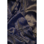 Load image into Gallery viewer, Nocturne-Deep-Blue-Banarasi-Brocade-Saree-with-Antique-Gold-Zari