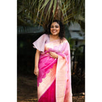 Load image into Gallery viewer, Rose-Dusk-Ombre-Pink-Banarasi-Kora-Silk-Saree-with-Kadwa-Zari-Motifs