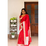 Load image into Gallery viewer, Rubyloom-Ruby-Red-Banarasi-Mashru-Silk-Saree-with-Kadwa-Weave