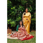 Load image into Gallery viewer, Wildure-Red-Banarasi-Katan-Silk-Saree-with-Shikargah-Motifs-in-Gold-Zari