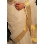 Load image into Gallery viewer, crescent-balaramapuram-kasavu-cotton-saree-with-crescent-moon-motifs-and-tissue-pallu