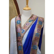 Aria-Blue-French-Chiffon-Saree-with-Antique-Banarasi-Zari-Border