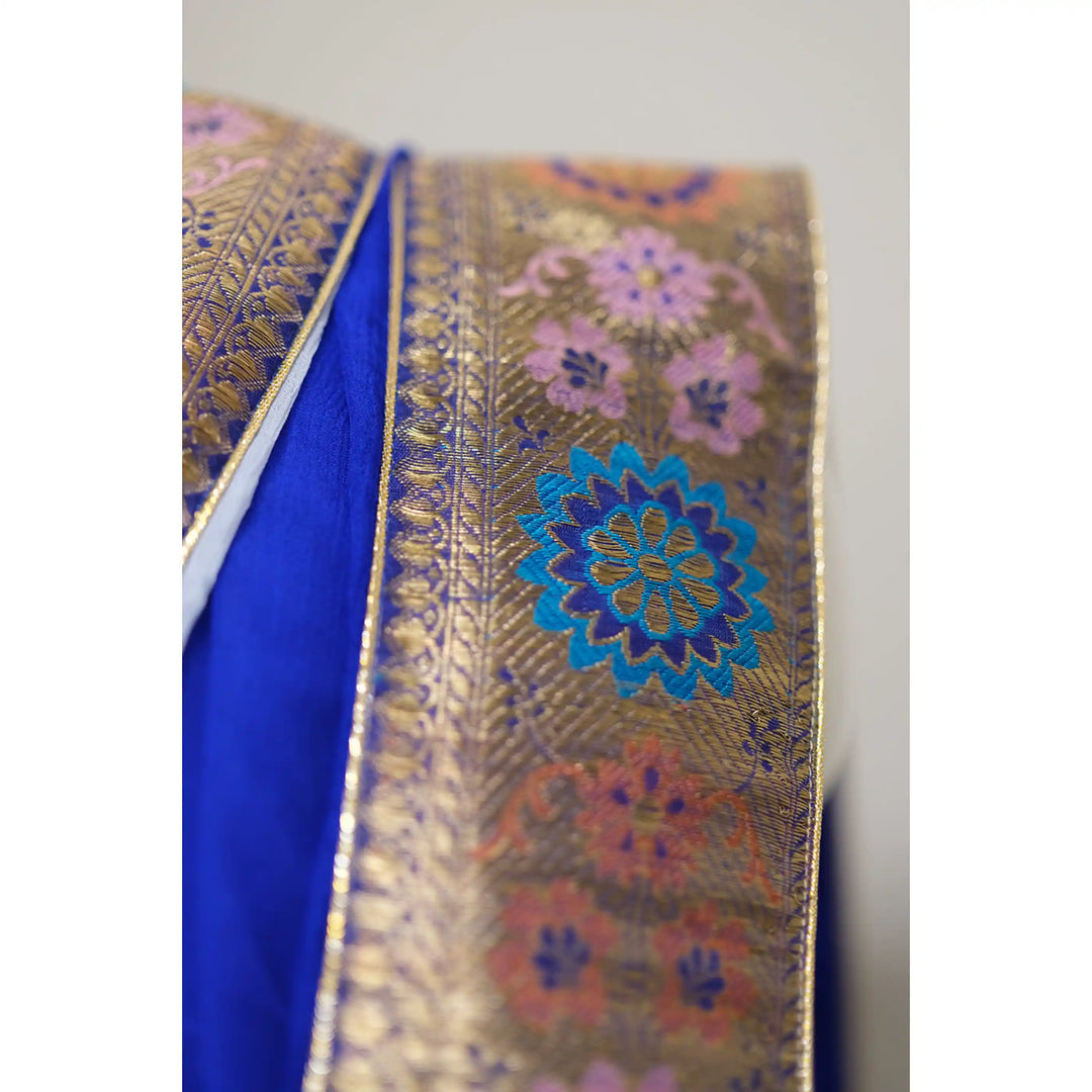Aria-Blue-French-Chiffon-Saree-with-Antique-Banarasi-Zari-Border