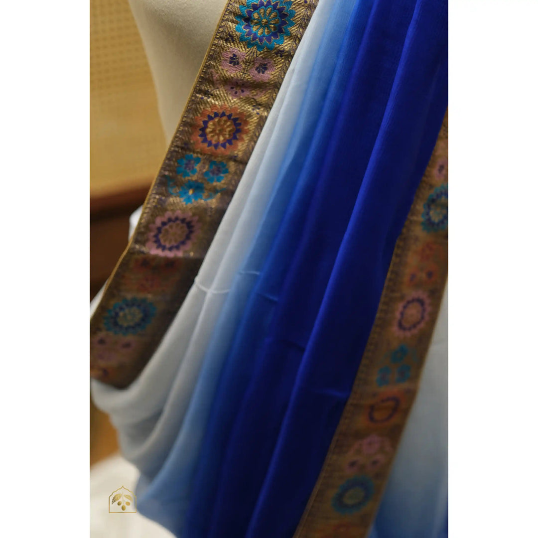 Aria-Blue-French-Chiffon-Saree-with-Antique-Banarasi-Zari-Border
