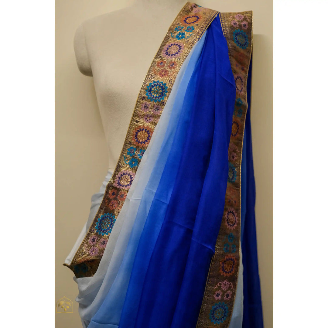 Aria-Blue-French-Chiffon-Saree-with-Antique-Banarasi-Zari-Border