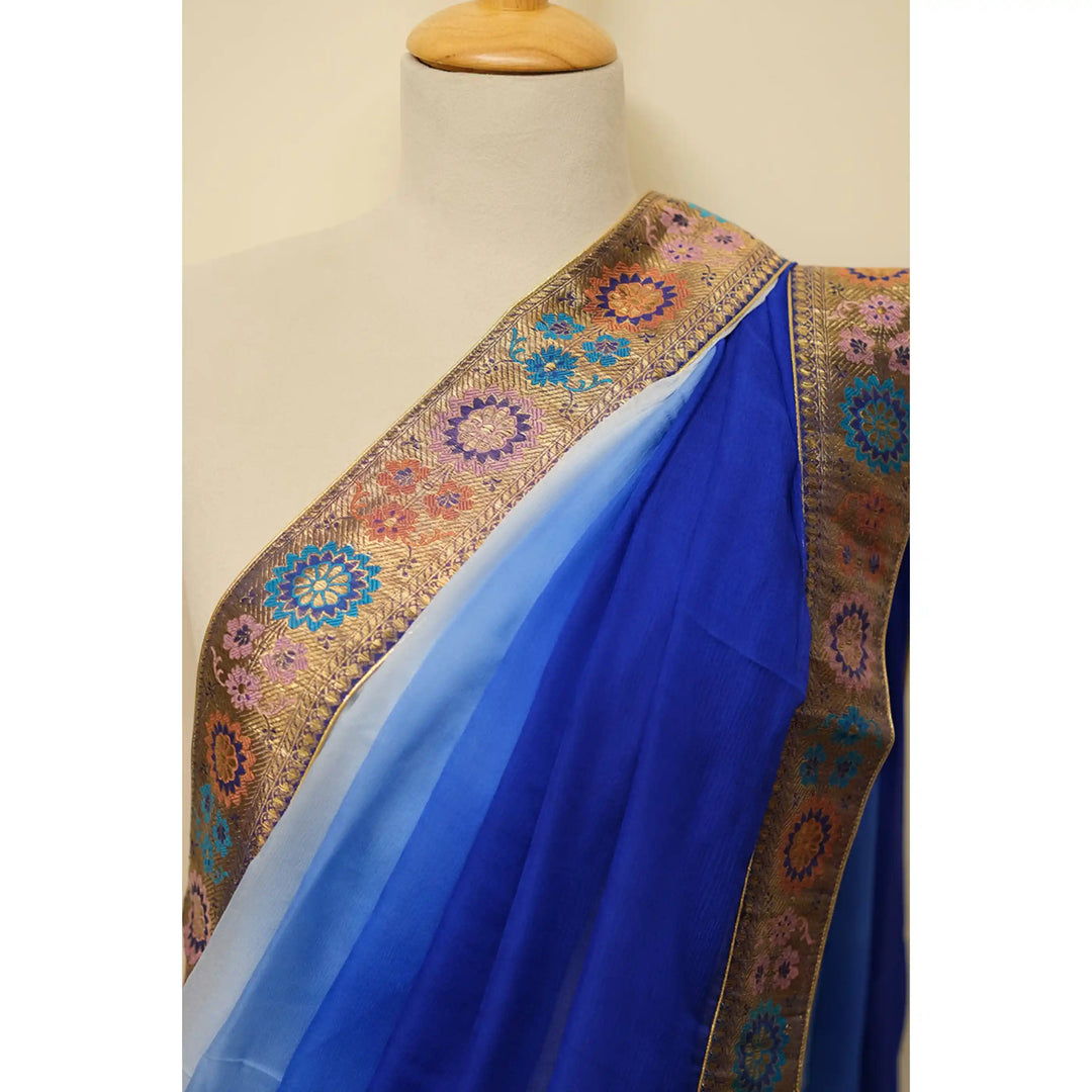 Aria-Blue-French-Chiffon-Saree-with-Antique-Banarasi-Zari-Border