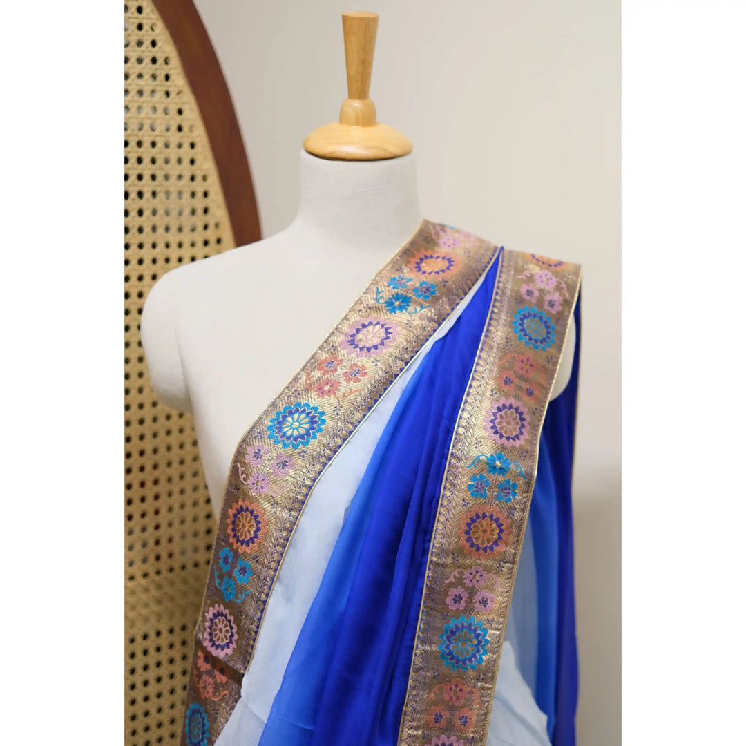 Aria-Blue-French-Chiffon-Saree-with-Antique-Banarasi-Zari-Border