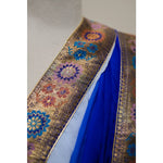 Load image into Gallery viewer, Aria-Blue-French-Chiffon-Saree-with-Antique-Banarasi-Zari-Border