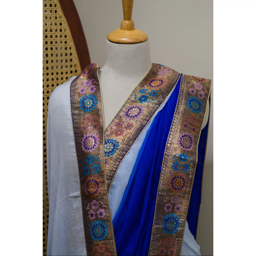 Aria-Blue-French-Chiffon-Saree-with-Antique-Banarasi-Zari-Border