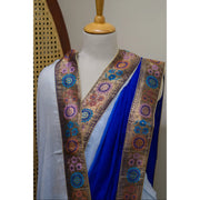 Aria-Blue-French-Chiffon-Saree-with-Antique-Banarasi-Zari-Border