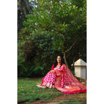 Load image into Gallery viewer, Bloomora-Bright-Pink-Banarasi-Katan-Silk-Saree-with-Cutwork-Floral-Zari-Motifs