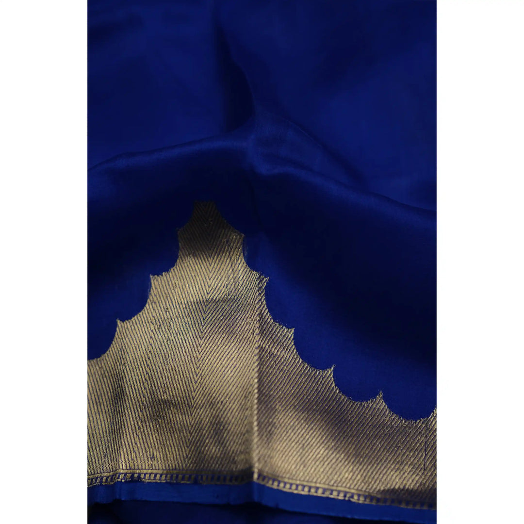 Eclat-Royal-Blue-Banarasi-Organza-Saree-with-Gold-Zari-Border