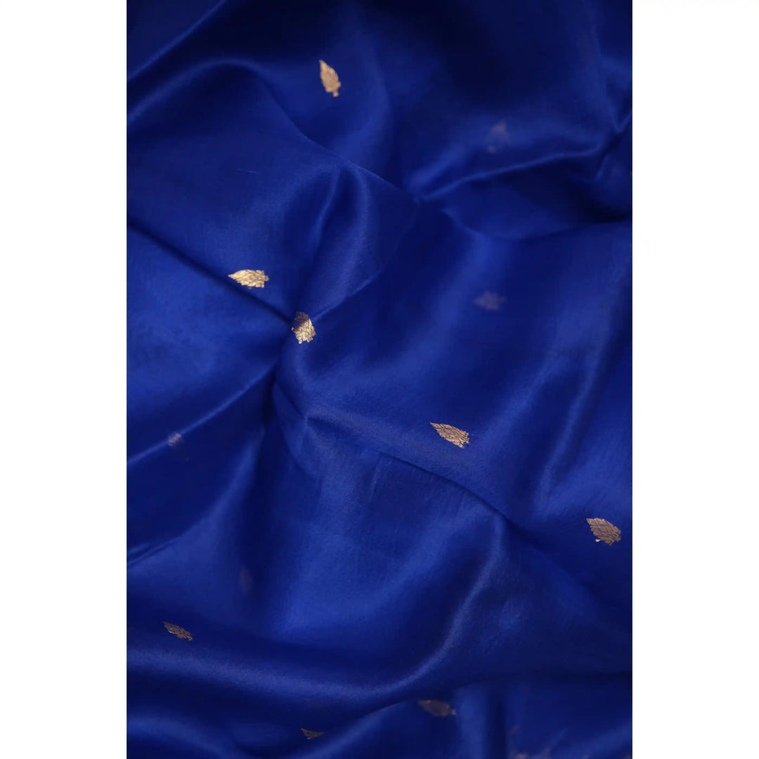 Eclat-Royal-Blue-Banarasi-Organza-Saree-with-Gold-Zari-Border