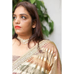 Load image into Gallery viewer, Hearthlight-Tissue-Saree-with-Earthy-Lehariya-Pattern and-Hand-Embroidered-Border