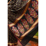 Load image into Gallery viewer, Illume-Black-Banarasi-Jamdani-Cotton-Saree-with-Zari-Floral-Butis-and-Temple-Border