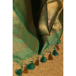 Load image into Gallery viewer, Mistelle-Sea-Foam-Green-Banarasi-Katan-Silk-Saree-with-All-Over-Zari-Brocade