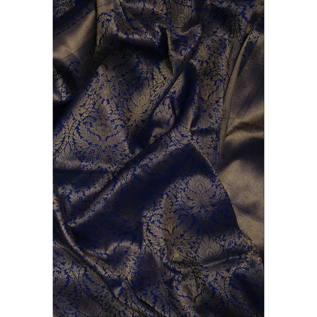 Nocturne-Deep-Blue-Banarasi-Brocade-Saree-with-Antique-Gold-Zari