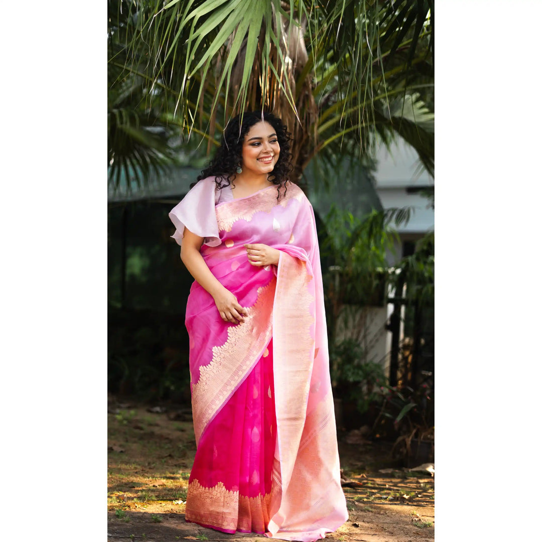 Rose-Dusk-Ombre-Pink-Banarasi-Kora-Silk-Saree-with-Kadwa-Zari-Motifs
