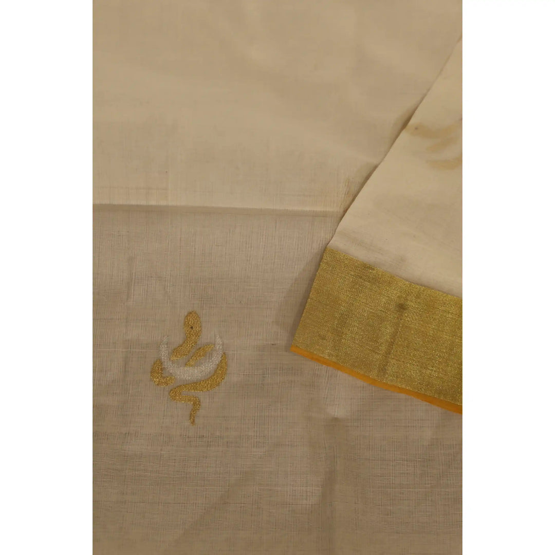Serenelle-Balaramapuram-Kasavu-Cotton-Saree-with-Tissue-Pallu-and-Zari-Border