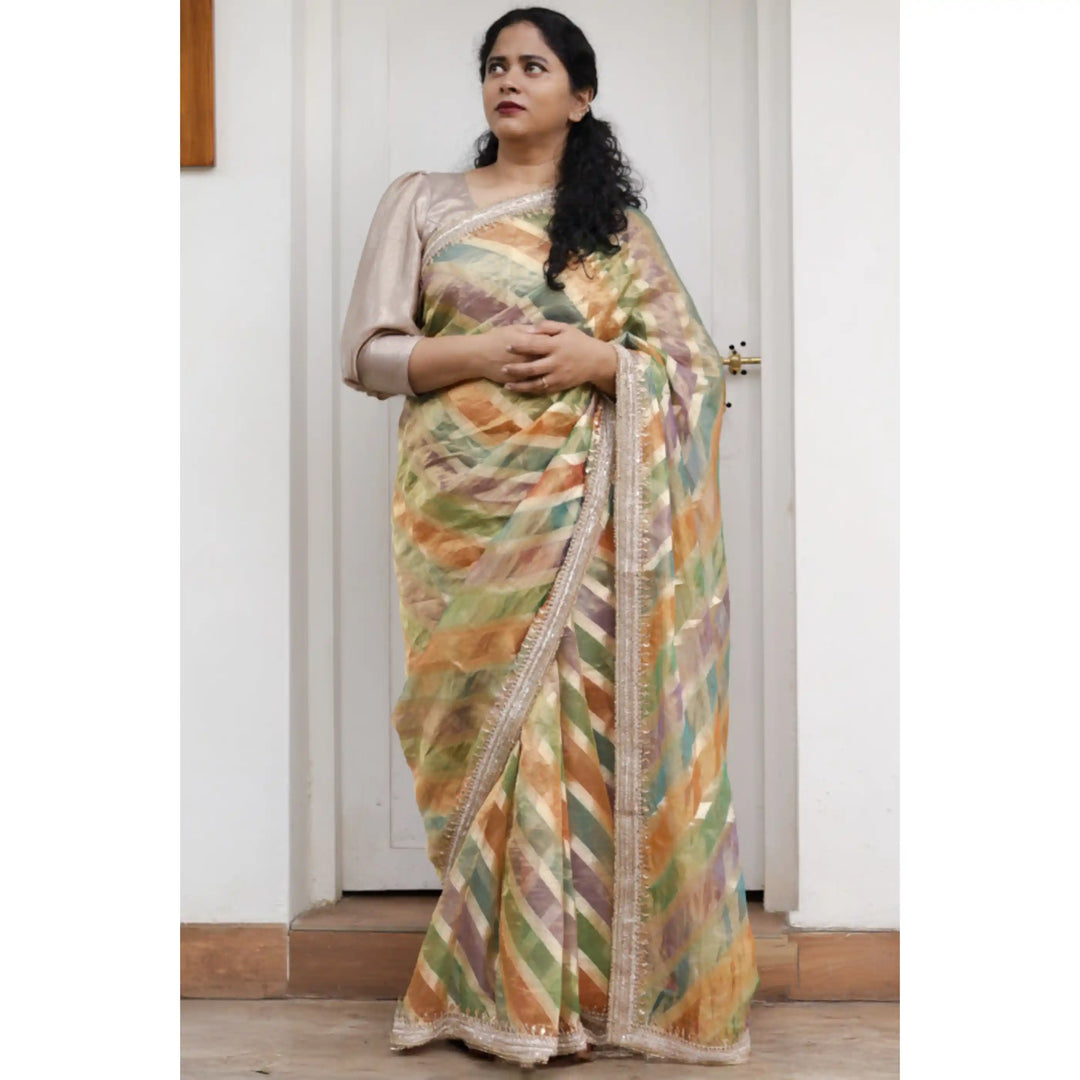 Sunstream-Tissue-Saree-with-Lehariya-Pattern-and-Hand-Embroidered-Borders