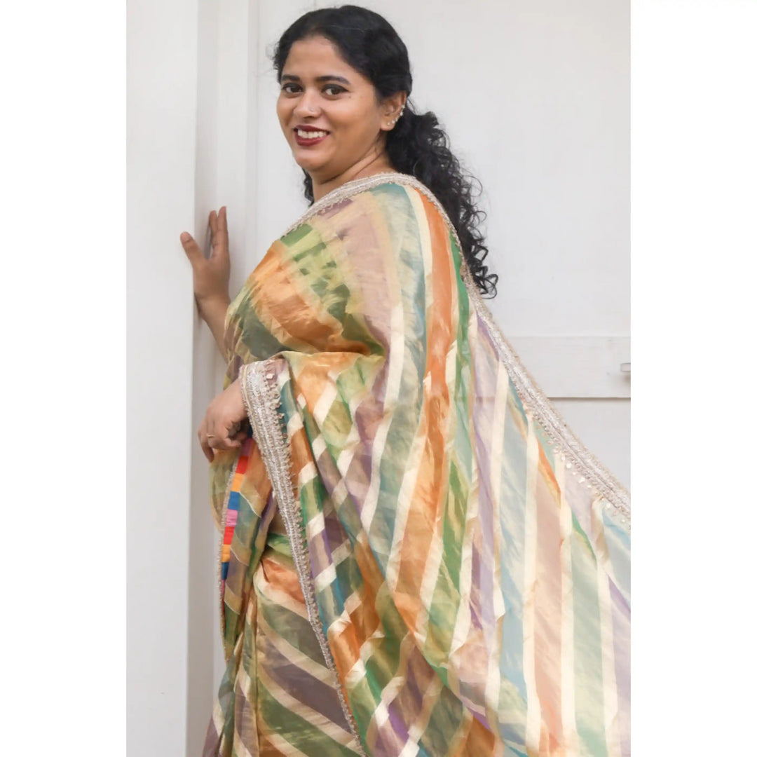 Sunstream-Tissue-Saree-with-Lehariya-Pattern-and-Hand-Embroidered-Borders