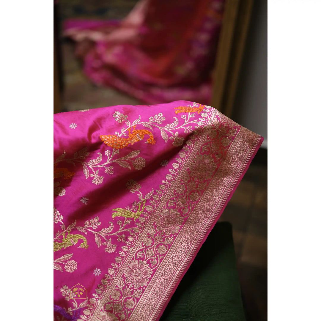 Vanarambha-Banarasi-Brocade-Saree-with-Shikargah-Motif