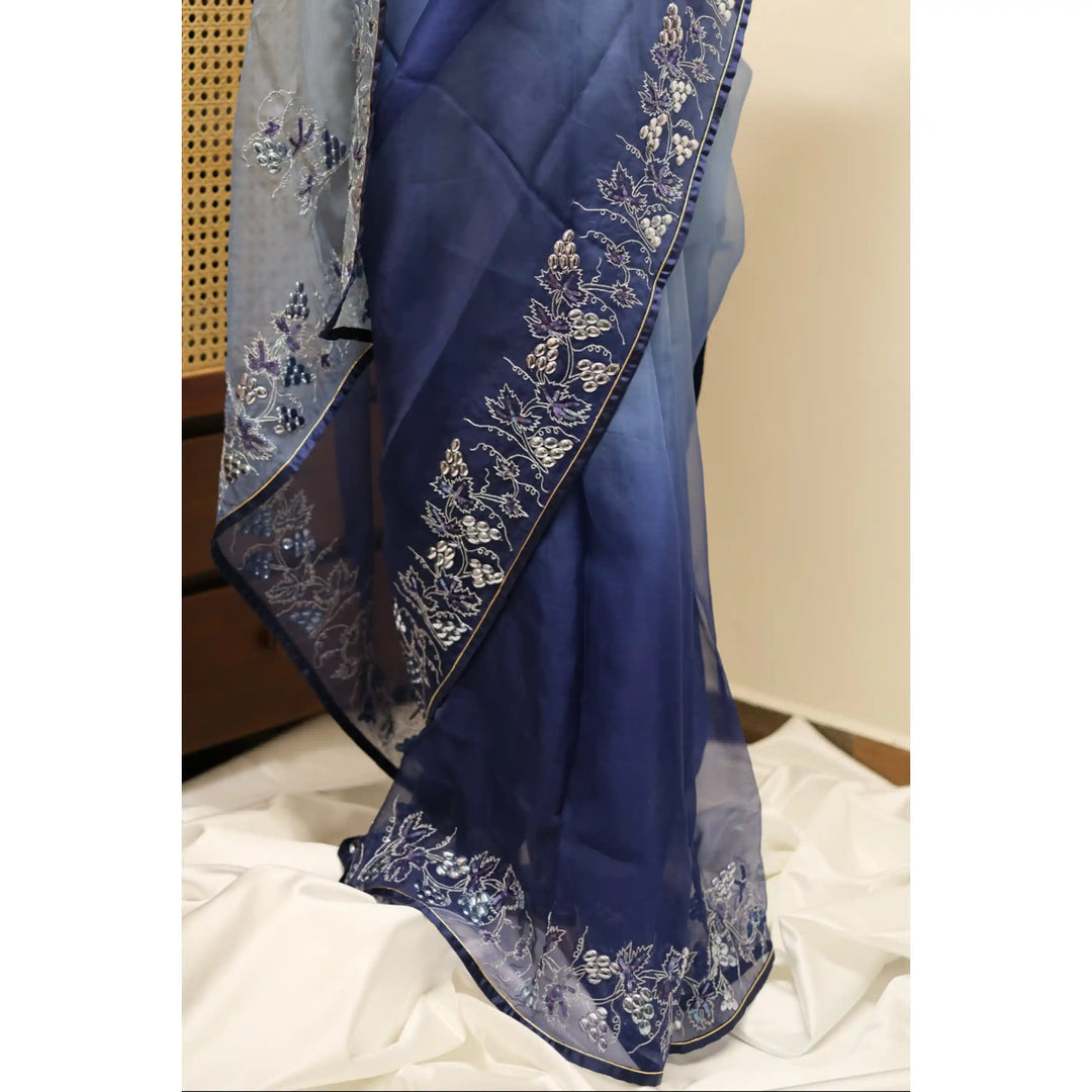 Vineyard-Hand-Embroidered-French-Organza-Saree-with-Grapevine-Motifs