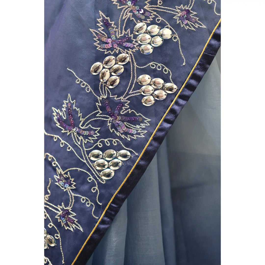 Vineyard-Hand-Embroidered-French-Organza-Saree-with-Grapevine-Motifs
