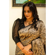 Wild-Noir-Black-Banarasi-Katan-Silk-Saree-with-Shikargah-Gold-Zari-Motifs