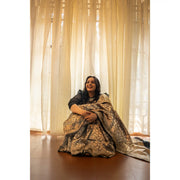 Wild-Noir-Black-Banarasi-Katan-Silk-Saree-with-Shikargah-Gold-Zari-Motifs