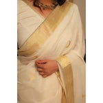 Load image into Gallery viewer, crescent-balaramapuram-kasavu-cotton-saree-with-crescent-moon-motifs-and-tissue-pallu