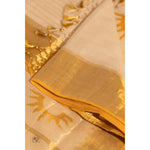 Load image into Gallery viewer, halo-balaramapuram-kasavu-cotton-saree-with-half-sun-motifs-and-tissue-pallu