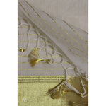 Load image into Gallery viewer, serpent-balaramapuram-kasavu-cotton-saree-with-coiled-serpent-motifs-and-tissue-pallu