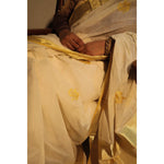 Load image into Gallery viewer, serpent-balaramapuram-kasavu-cotton-saree-with-coiled-serpent-motifs-and-tissue-pallu