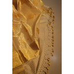 Load image into Gallery viewer, serpent-balaramapuram-kasavu-cotton-saree-with-coiled-serpent-motifs-and-tissue-pallu